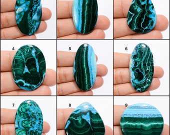 Cabochon de malachite chrysocolle naturelle ciel vert mélange de pierres précieuses en forme de pierre de malachite chrysocolle à dos plat chrysocolle malachite (comme sur l'image