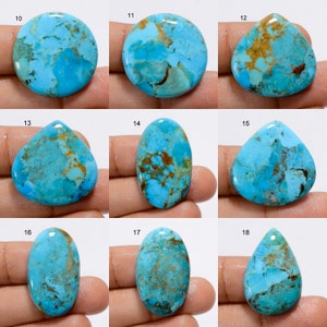 Turquoise naturelle Kingman, véritable cristal turquoise, pierre turquoise polie des deux côtés, pierre précieuse turquoise comme sur l'image image 2
