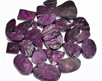 Purpurite Rough Slice Gemstone, Purple Purpurite Cabochon Stone Purple Fire Purpurite Flat Raw Stone Mix Shape Wholesale Lot Purpurite Stone