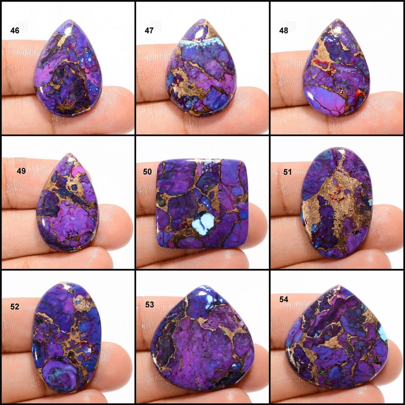 Natural Purple Copper Turquoise Cabochon Purple Gemstone Purple Copper Turquoise Stone Round Square Shape Purple Crystal Stone as picture image 6