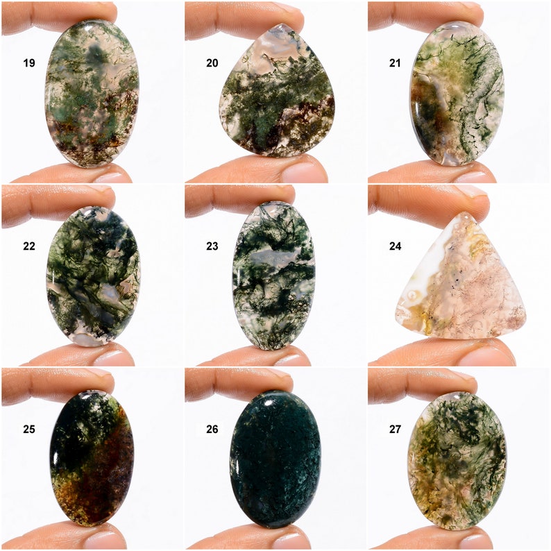 Natural Moss Agate Cabochon, Loose gemstone, Moss Agate Crystal, Both Side Polish Moss Agate, Jewelry Making Stone Moss Agate As Picture image 3