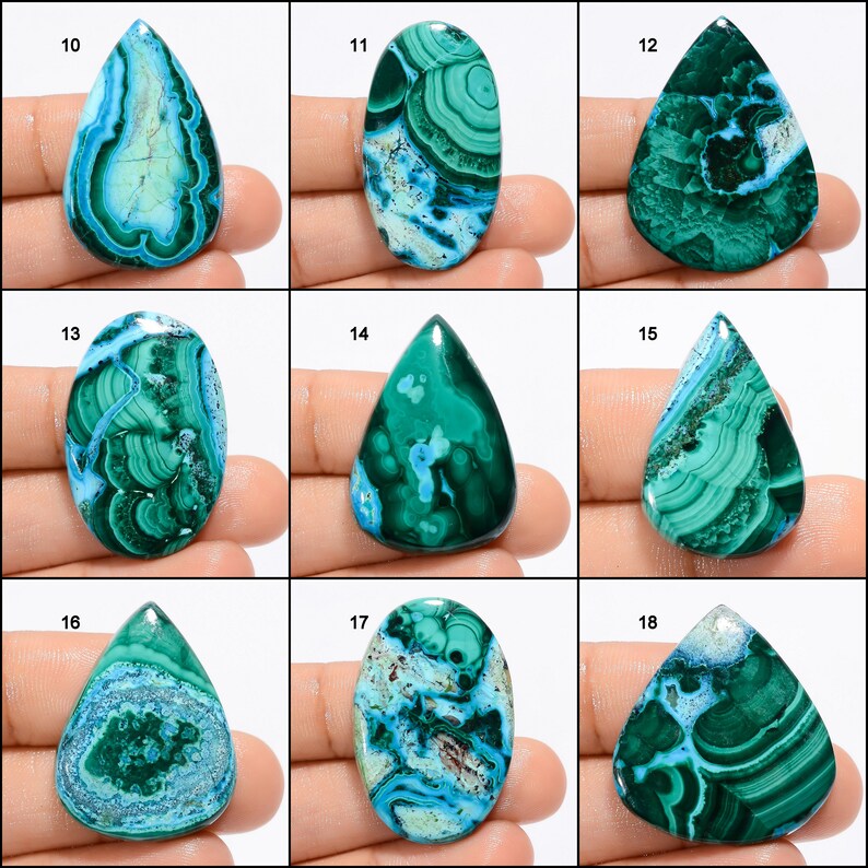 Natural Chrysocolla Malachite Cabochon Green Sky Gemstone Mix Shape Chrysocolla Malachite Stone Flat Back Malachite Chrysocolla As picture image 2