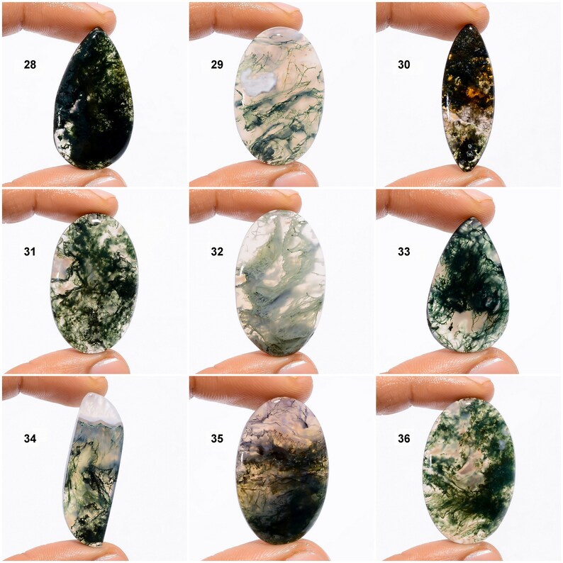 Natural Moss Agate Cabochon, Loose gemstone, Moss Agate Crystal, Both Side Polish Moss Agate, Jewelry Making Stone Moss Agate As Picture image 4