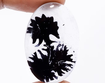 Good Quality Crystal Scenic Dendritic Doublet Crystal Dendritic Doublet Stone Flat Back Cabochon 31X20X6 mm 40 Carat Cab ( Stone as Picture