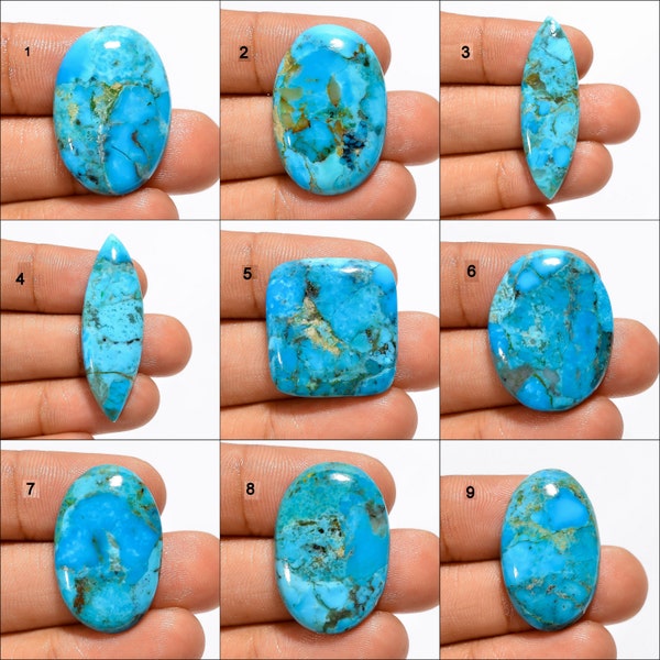 Natural Kingman Turquoise Cabochon Loose Gemstone Sky Smooth Turquoise For Making Jewelry Gift For Her