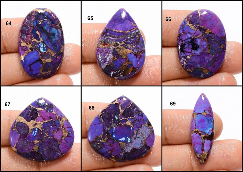 Natural Purple Copper Turquoise Cabochon Purple Gemstone Purple Copper Turquoise Stone Round Square Shape Purple Crystal Stone as picture image 8