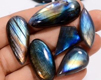 Natural Labradorite Cabochon Lot 10 Pieces Labradorite Crystal Lot 22X15 34X15 mm Size Mix Shape Labradorite Stone ( Labradorites as picture