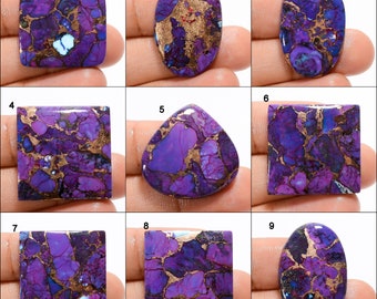 Cabochon turchese di rame viola naturale Pietra preziosa viola Pietra turchese di rame viola Rotonda forma quadrata Cristallo viola (pietra come immagine