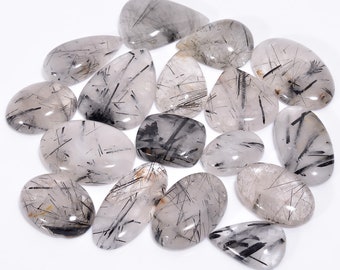 Natural Black Rutile Cabochon Mix Shape Wholesale Lot, Black Rutile Gemstone, Gift For Her Black Rutile Stone, High Quality Rutile Stone