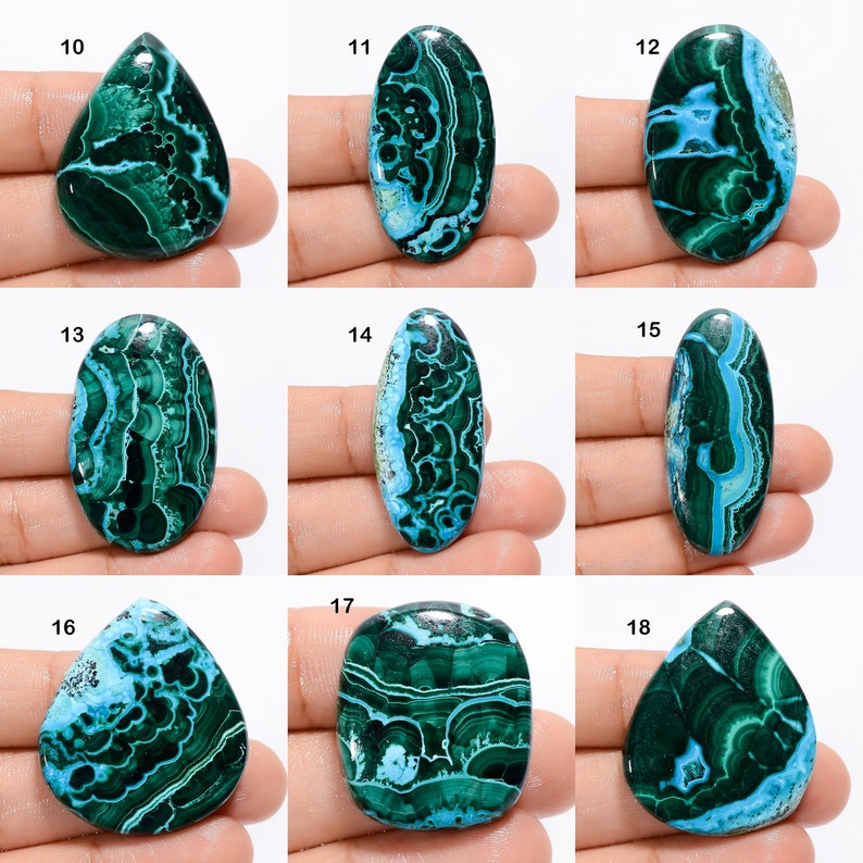 Natural Chrysocolla Malachite Cabochon Green Sky Gemstone Mix Shape Chrysocolla Malachite Stone Flat Back Malachite Chrysocolla As picture image 2