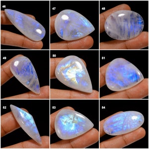 Natural Rainbow Moonstone Cabochon, Moonstone Crystal, Loose Gemstone Blue Fire Moonstone For Making Jewelry Gift For Her As Picture image 6