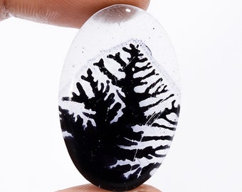 Good Quality Crystal Scenic Dendritic Doublet Crystal Dendritic Doublet Stone Flat Back Cabochon 30X20X6 mm 40 Carat Cab ( Stone as Picture