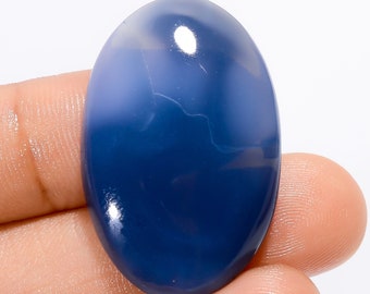 Natural Blue Opal Cabochon Blue Opal Stone Blue Opal Crystal Blue Color Crystal 34X21X6 mm Size 33 Carat Oval Blue Stone  (Opal As picture