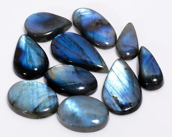 Natural Labradorite Cabochon Lot 10 Pieces Labradorite Crystal Lot 21X11 32X17 mm Size Mix Shape Labradorite Stone ( Labradorites as picture