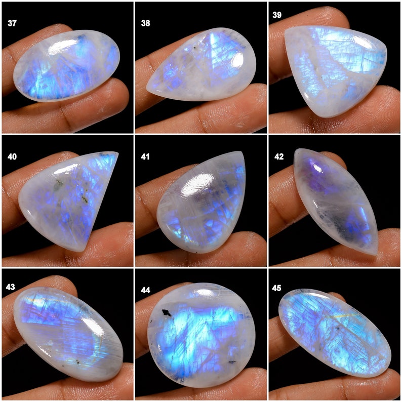 Natural Rainbow Moonstone Cabochon, Moonstone Crystal, Loose Gemstone Blue Fire Moonstone For Making Jewelry Gift For Her As Picture image 5