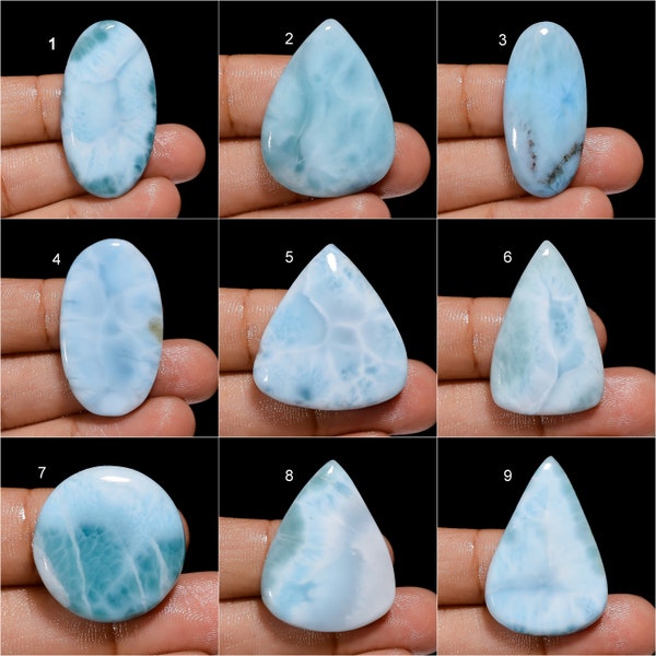 Piedra preciosa de Larimar natural Cielo Larimar Cabujón Piedra de pectolita Cristal de Larimar Pequeño Larimar Ambos lados Larimar pulido (Larimar como imagen