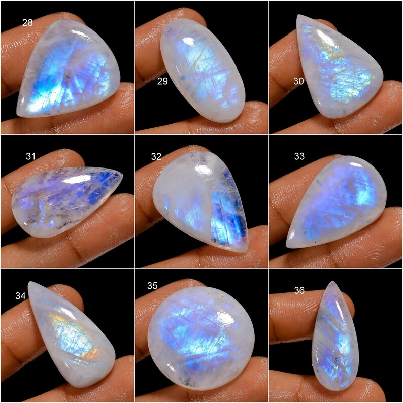 Cabochon in pietra di luna arcobaleno naturale, cristallo di pietra di luna, pietra preziosa sciolta pietra di luna di fuoco blu per realizzare gioielli regalo per lei come immagine immagine 4