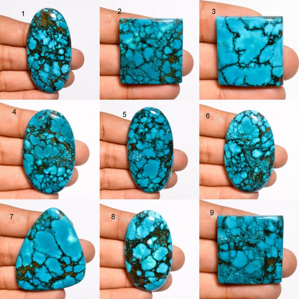 Magnesite Turquoise Cabochon Loose Gemstone Flat Black Magnesite Turquoise Gemstone Magnesite Turquoise Stone Jewelry Making Loose Gemstone