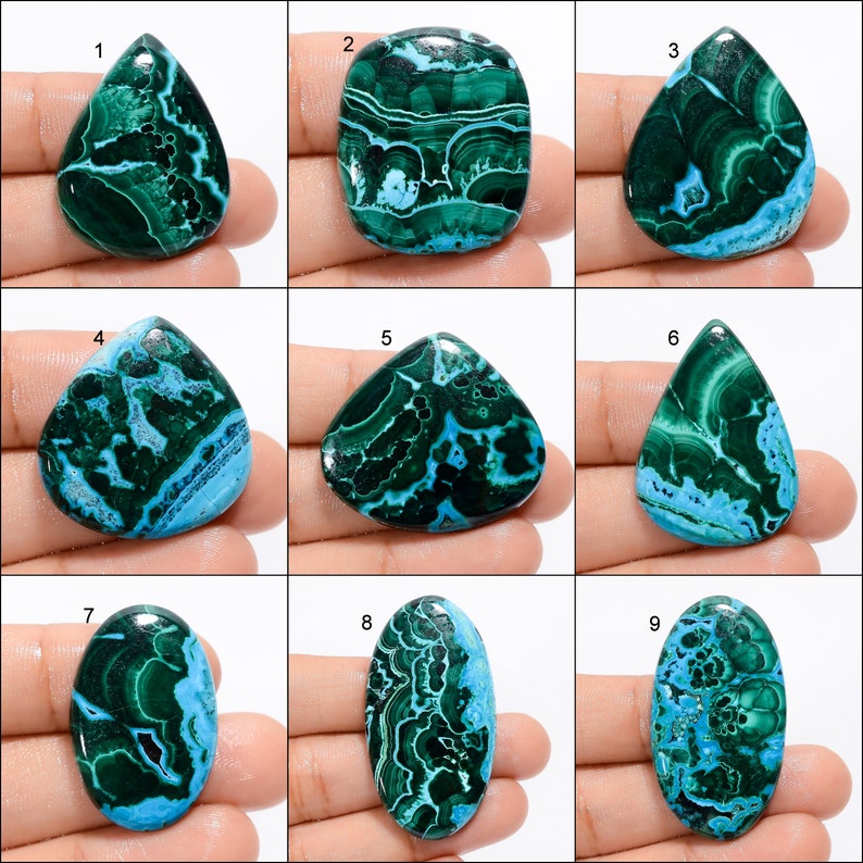 Crisocolla naturale Malachite Cabochon Cielo verde Gemma Mix Forma Crisocolla Malachite Pietra Retro piatto Malachite Crisocolla Come immagine immagine 1