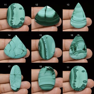 Natural Malachite Cabochon Green Malachite Crystal Green Stone Smooth Both Side Polished Flat Back Malachite Gemstne Malachite as picture image 2