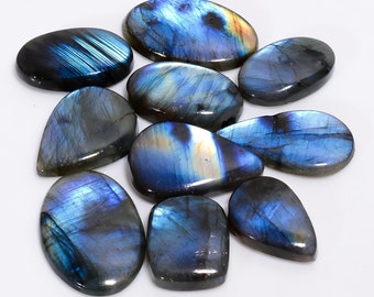 Natural Labradorite Cabochon Lot 10 Pieces Labradorite Crystal Lot 19X15 28X17 mm Size Mix Shape Labradorite Stone ( Labradorites as picture