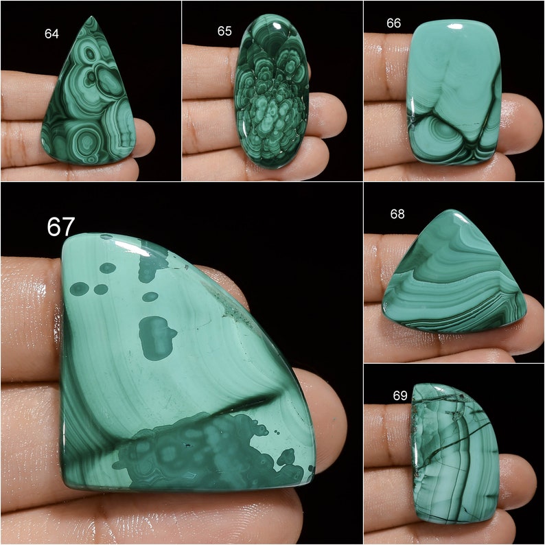 Cabochon de malachite naturelle Cristal de malachite verte Pierre verte lisse des deux côtés, dos plat, pierre précieuse de malachite malachite comme image image 8