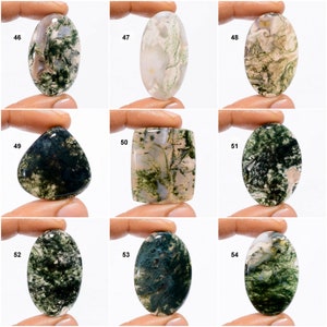 Natural Moss Agate Cabochon, Loose gemstone, Moss Agate Crystal, Both Side Polish Moss Agate, Jewelry Making Stone Moss Agate As Picture image 6