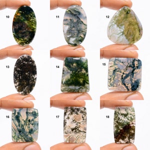 Natural Moss Agate Cabochon, Loose gemstone, Moss Agate Crystal, Both Side Polish Moss Agate, Jewelry Making Stone Moss Agate As Picture image 2