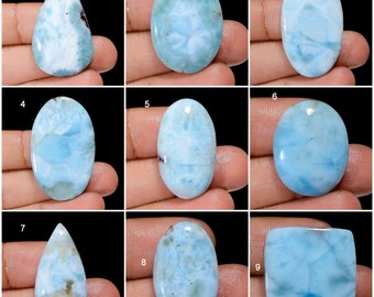 Natural Larimar Gemstone Sky Larimar Cabochon Pectolite Stone Larimar Crystal Small Larimar Both Side Polished Larimar ( Larimar As Picture