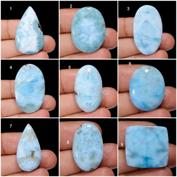 Natural Larimar Gemstone Sky Larimar Cabochon Pectolite Stone Larimar Crystal Small Larimar Both Side Polished Larimar ( Larimar As Picture