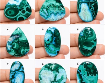 Natural Chrysocolla Malachite Cabochon Green Sky Gemstone Mix Shape Chrysocolla Malachite Stone Flat Back Malachite Chrysocolla (As picture