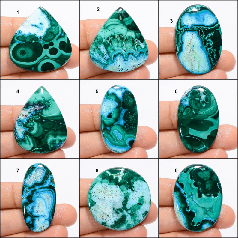 Natural Chrysocolla Malachite Cabochon Green Sky Gemstone Mix Shape Chrysocolla Malachite Stone Flat Back Malachite Chrysocolla As picture image 1