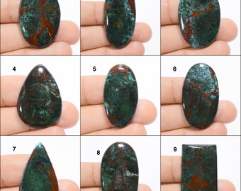 Cabochon di malachite australiana naturale Cristallo di malachite australiana Verde Rosso Pietra preziosa australiana Cabina di malachite con retro piatto (Pietre come immagine)