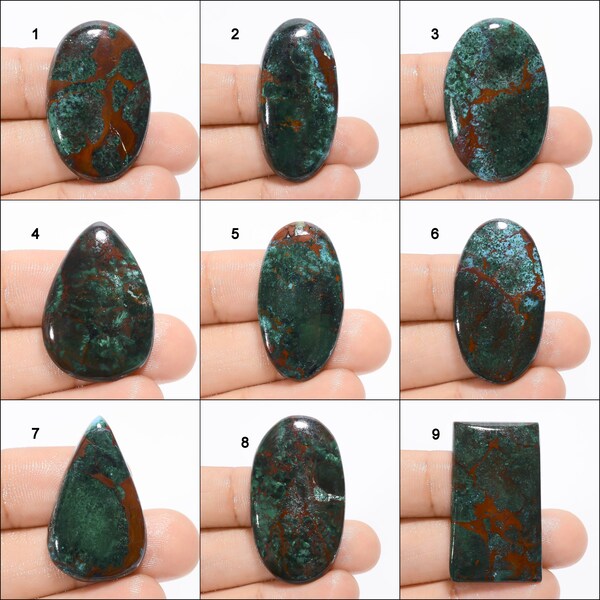 Natürliche australische Malachit Cabochon australischer Malachit Kristall Grün Rot australische Edelstein Cabochon Flat Back (Steine wie Bild)