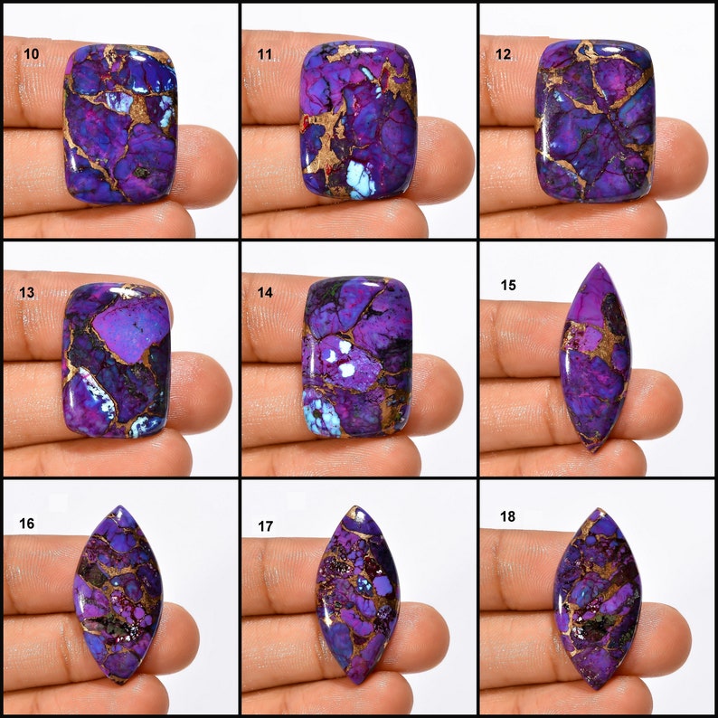 Natural Purple Copper Turquoise Cabochon Purple Gemstone Purple Copper Turquoise Stone Round Square Shape Purple Crystal Stone as picture image 2