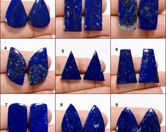 Paire de lapis-lazuli naturels cabochons de lapis lazuli bleus Paires de pierres précieuses bleues pour bijoux (paire de lapis-lazuli comme image