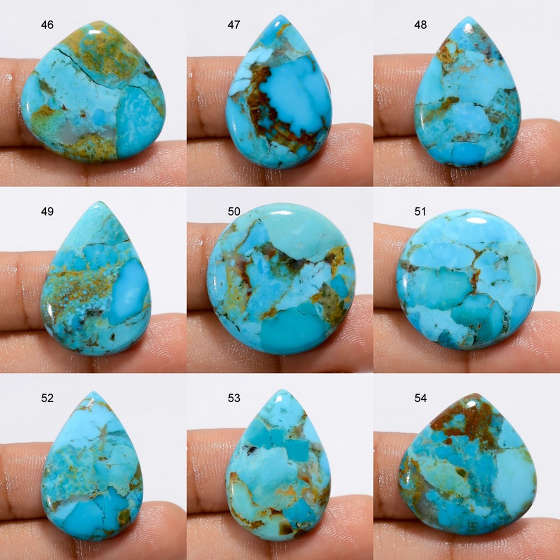 Turquoise naturelle Kingman, véritable cristal turquoise, pierre turquoise polie des deux côtés, pierre précieuse turquoise comme sur l'image image 5