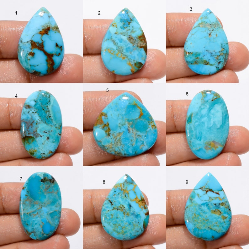 Turquoise naturelle Kingman, véritable cristal turquoise, pierre turquoise polie des deux côtés, pierre précieuse turquoise comme sur l'image image 1