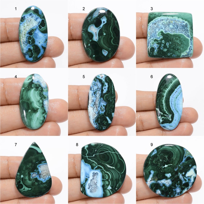 Crisocolla naturale Malachite Cabochon Cielo verde Gemma Mix Forma Crisocolla Malachite Pietra Retro piatto Malachite Crisocolla Come immagine immagine 1