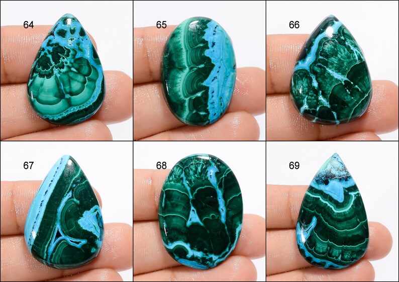 Crisocolla naturale Malachite Cabochon Cielo verde Gemma Mix Forma Crisocolla Malachite Pietra Retro piatto Malachite Crisocolla Come immagine immagine 8