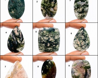 Natural Moss Agate Cabochon, Loose gemstone, Moss Agate Crystal, Both Side Polish Moss Agate, Jewelry Making Stone ( Moss Agate As Picture)