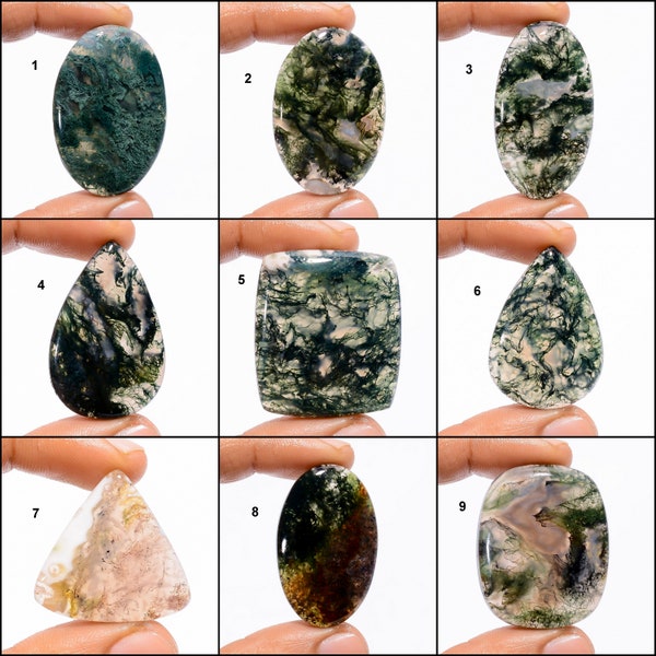 Natural Moss Agate Cabochon, Loose gemstone, Moss Agate Crystal, Both Side Polish Moss Agate, Jewelry Making Stone ( Moss Agate As Picture)