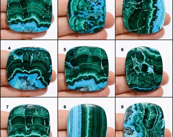 Natural Chrysocolla Malachite Cabochon Good Quality Crysocolla Malachite Crystal Sky Green Flat Back Both Side Polished (Stone as picture )