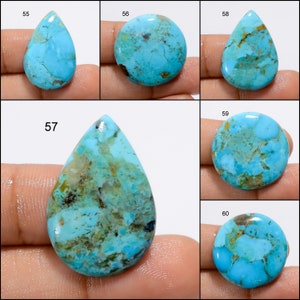 Turquoise naturelle Kingman, véritable cristal turquoise, pierre turquoise polie des deux côtés, pierre précieuse turquoise comme sur l'image image 6