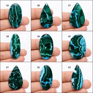 Crisocolla naturale Malachite Cabochon Cielo verde Gemma Mix Forma Crisocolla Malachite Pietra Retro piatto Malachite Crisocolla Come immagine immagine 7