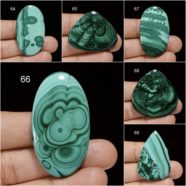 Cabochon de malachite naturelle Cristal de malachite verte Pierre verte lisse des deux côtés, dos plat, pierre précieuse de malachite malachite comme image image 8