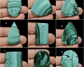 Natural Malachite Cabochon Green Malachite Crystal Green Stone Smooth Both Side Polished Flat Back Malachite Gemstne ( Malachite as picture