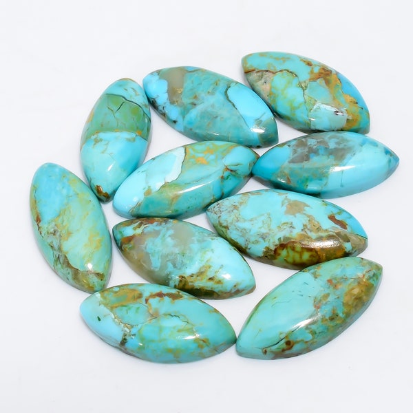 Natural Kingman Turquoise Cabochon Lot 10 Pieces Sky Turquoise Crystal Lot 20X9 23X11 mm Size Marquise Shape Turquoise ( Stones as picture