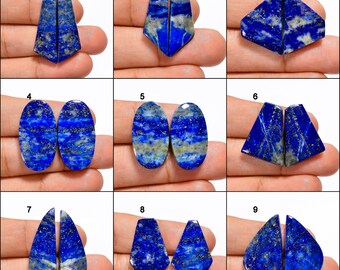 Natural Lapis Lazuli Pair Cabochon Loose Gemstone, Lapis Gemstone, Blue Lapis Lazuli Crystal, Jewelry Making Stone (Lapis Lazuli As Picture)