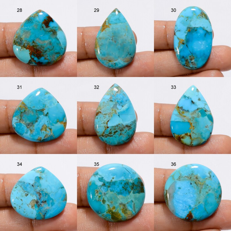Turquoise naturelle Kingman, véritable cristal turquoise, pierre turquoise polie des deux côtés, pierre précieuse turquoise comme sur l'image image 4